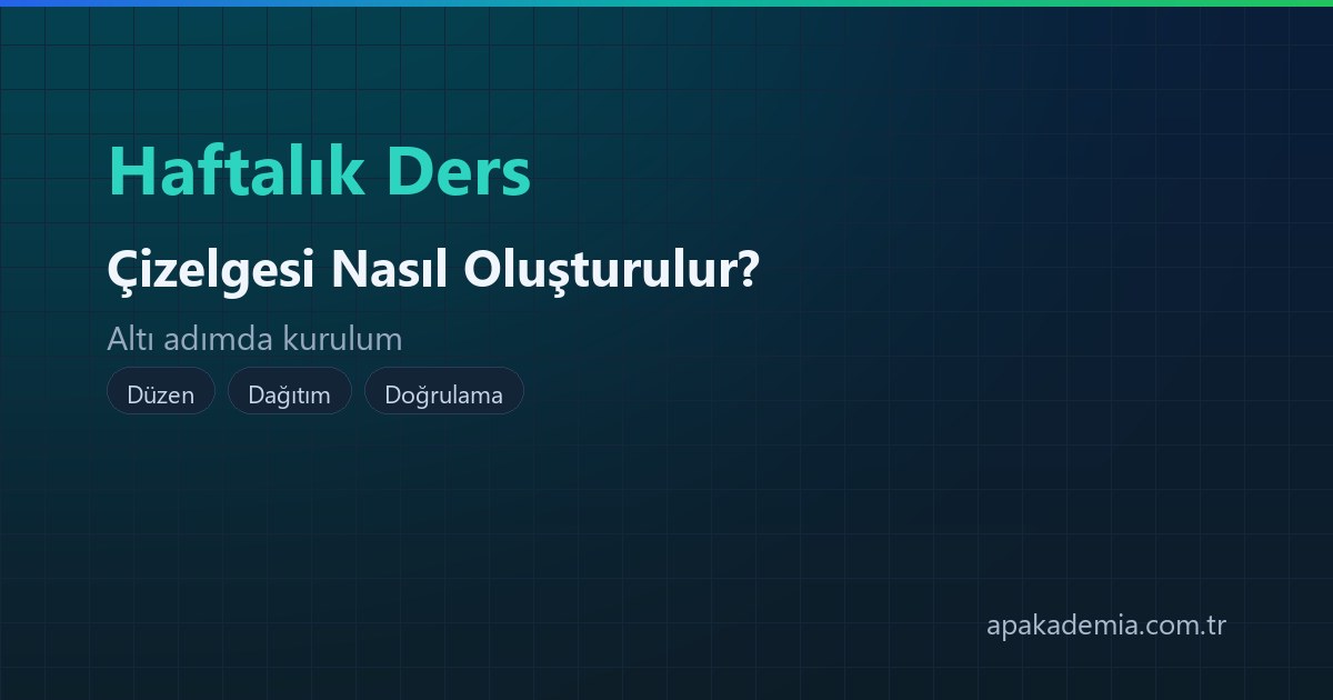 Haftalık ders çizelgesi nasıl oluşturulur