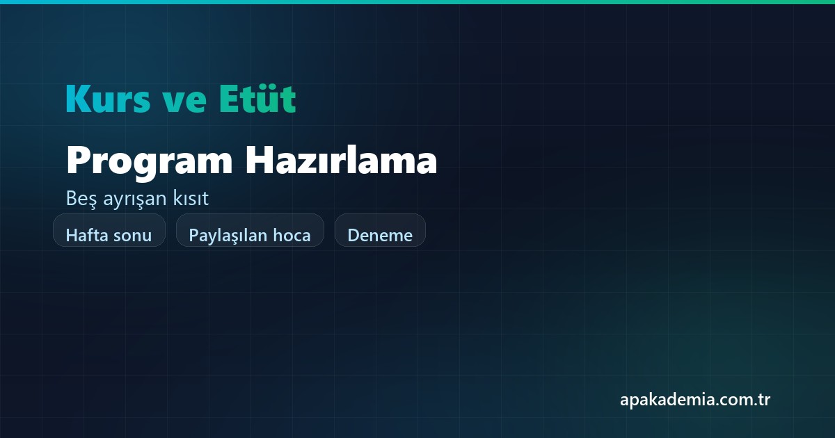 Kurs ve etüt merkezleri için ders programı hazırlama
