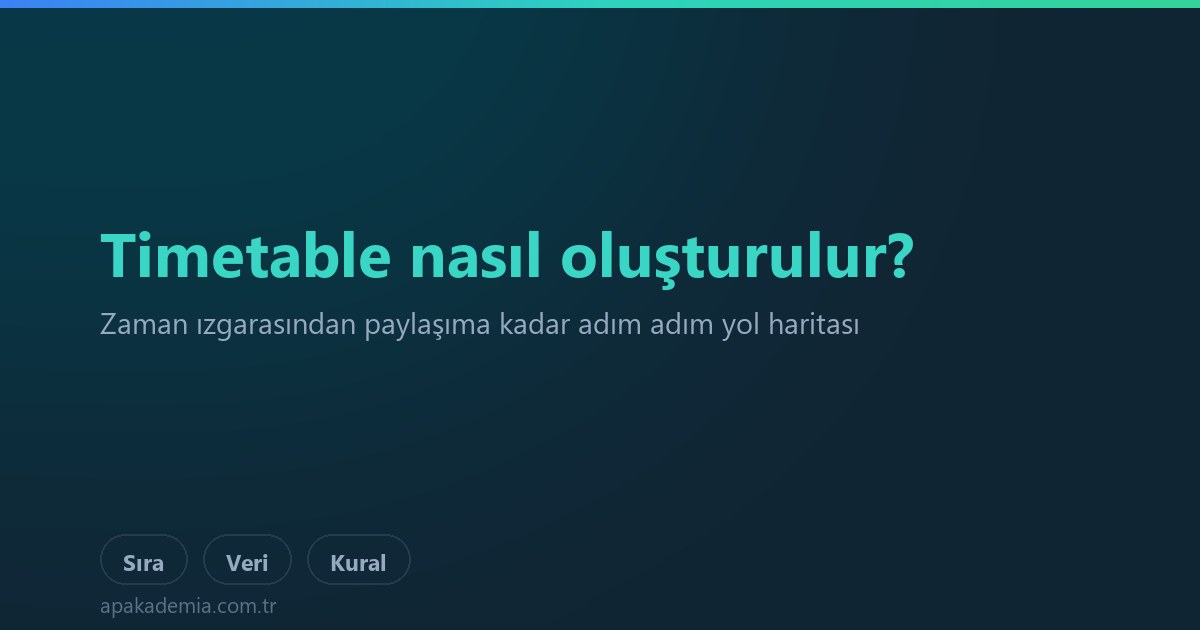 Timetable nasıl oluşturulur, adım adım