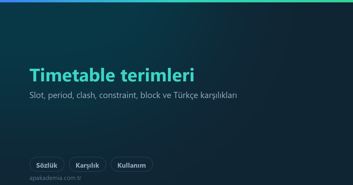 Timetable terimleri sözlüğü