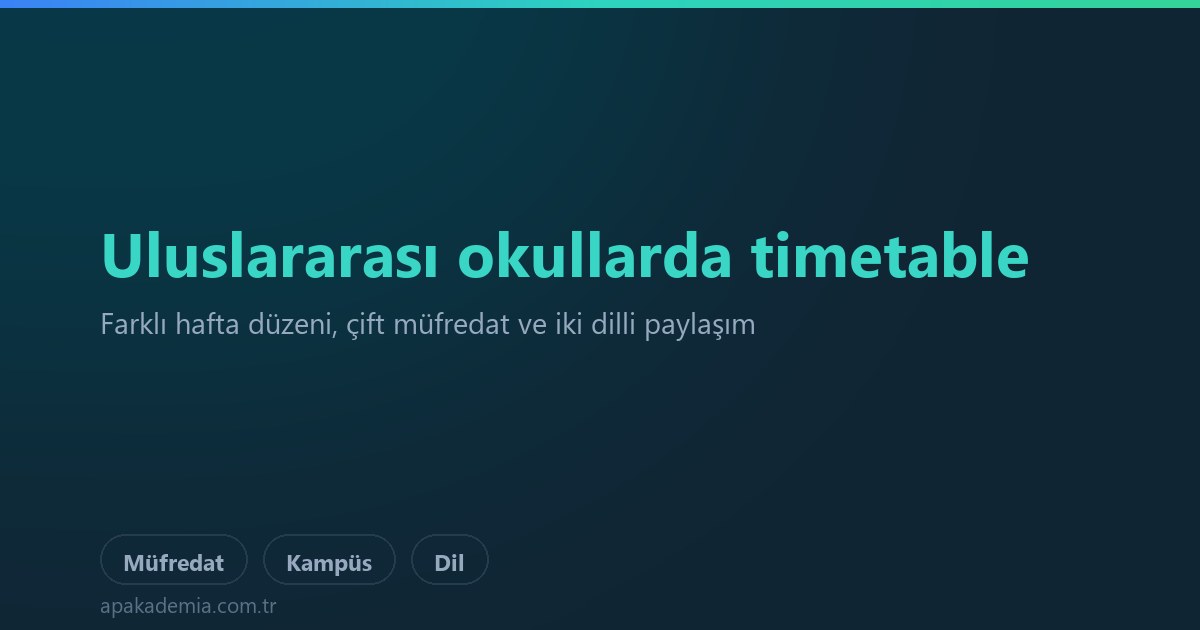 Uluslararası okullarda timetable planlama